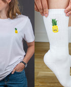 Ananas Socken & T-Shirt - [Weiß] - Unisex Bundle