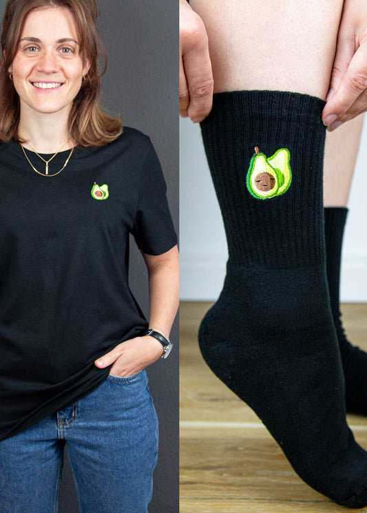 Avocado Socken & T-Shirt - [Schwarz] - Unisex Bundle