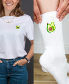 Avocado Socken & T-Shirt - [Weiß] - Unisex Bundle