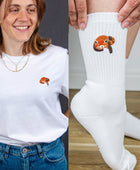 Roter Panda Socken & T-Shirt - [Weiß] - Unisex Bundle