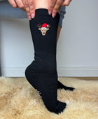 Weihnachtssocken mit Rentier und Weihnachtsmütze